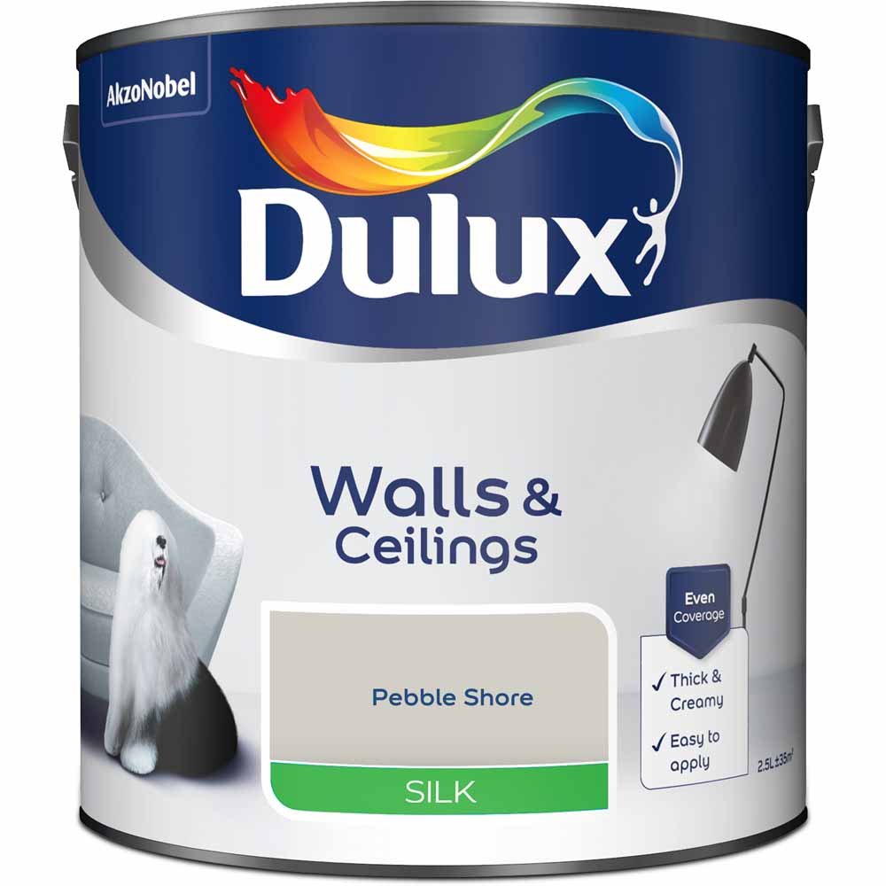 Dulux Walls & Ceilings Pebble Shore Silk Emulsion Paint 2.5L Image 2