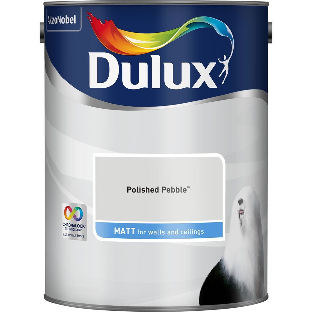 Dulux Walls & Ceilings Polished Pebble Matt Emulsion Paint 5L Image 2