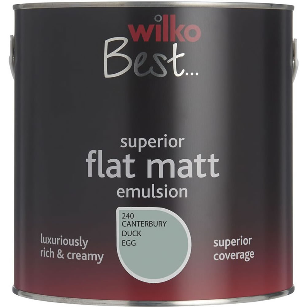 Wilko Best Canterbury Duck Egg Flat Matt Emulsion Paint 2.5L Image 1