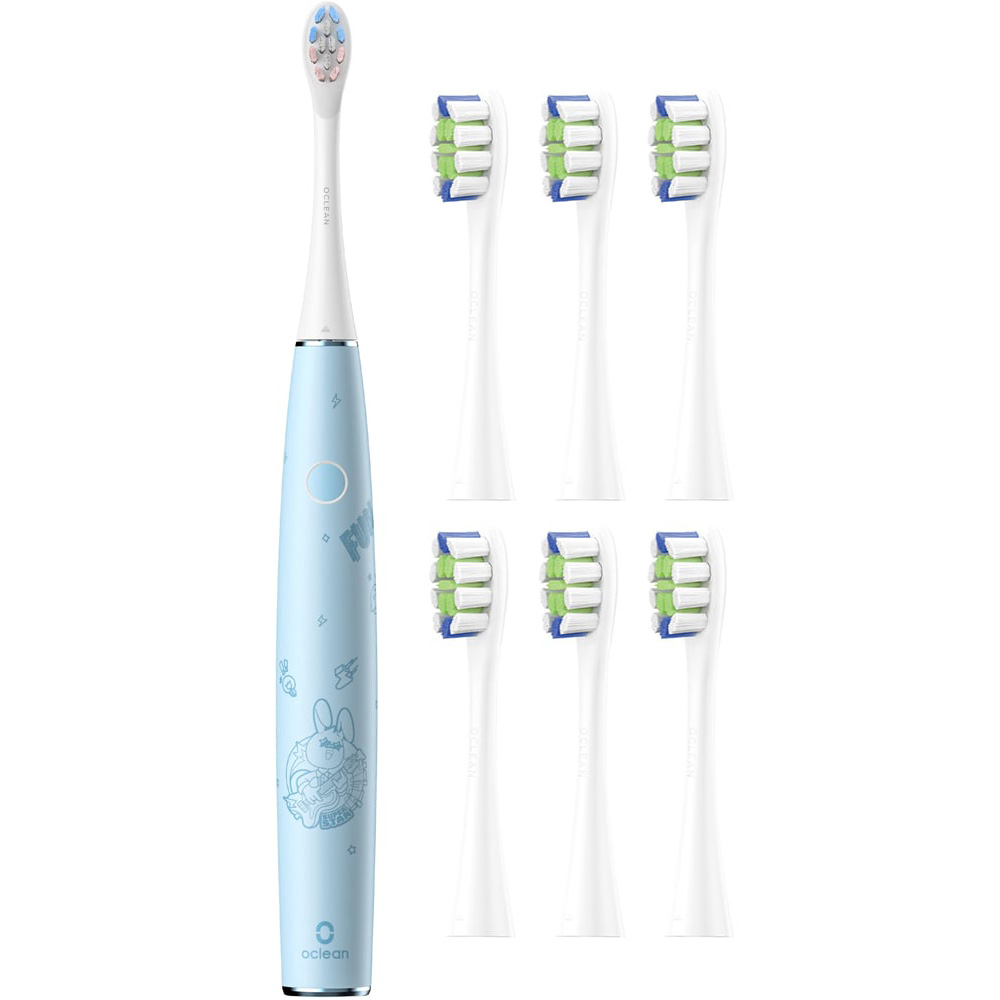 Oclean Kids Blue Sonic Electric Toothbrush Bundle Pack with 6 Brush Heads Image 1