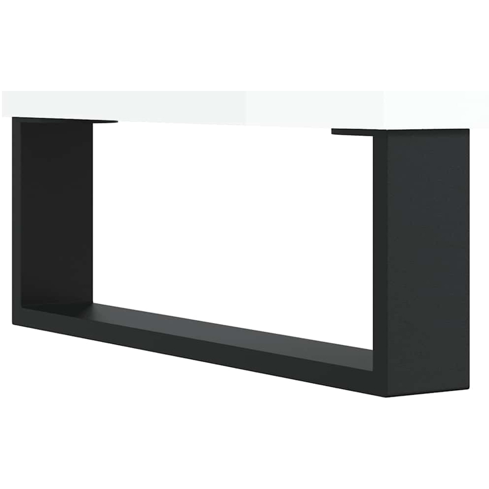 vidaXL 2 Shelf High Gloss White Record Cabinet Image 7