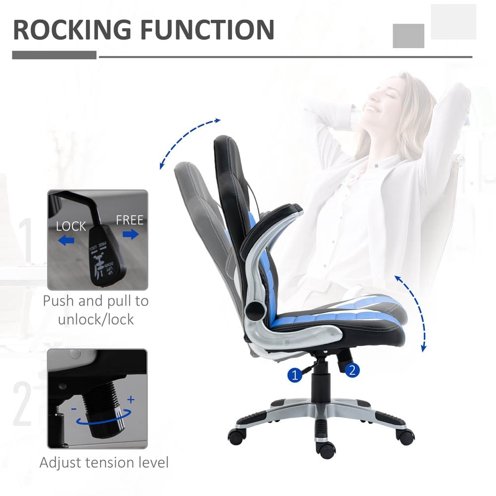 Portland Blue PU Leather Racing Gaming Chair Image 6