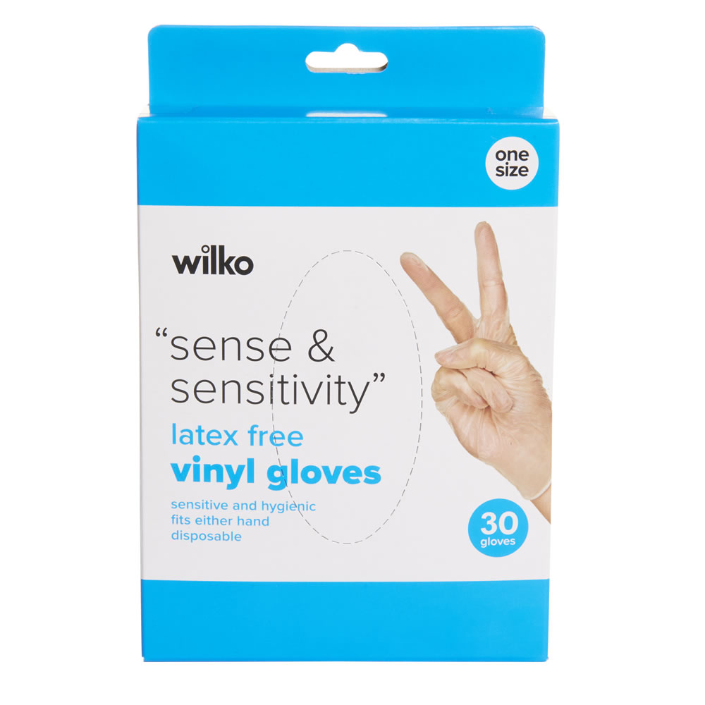 Wilko Latex Free Vinyl Disposable Gloves 30 pack Image