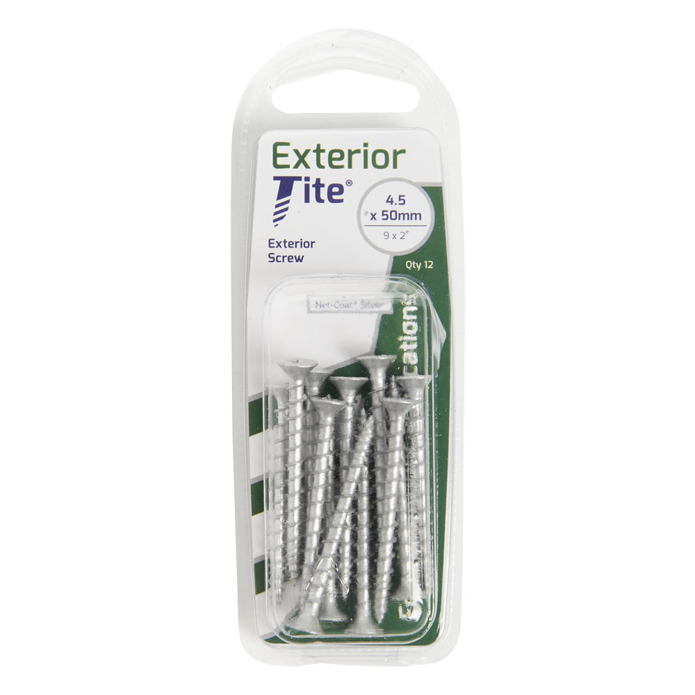 Exterior Tite 4.5 x 50mm Silver Effect 12pk Image 2