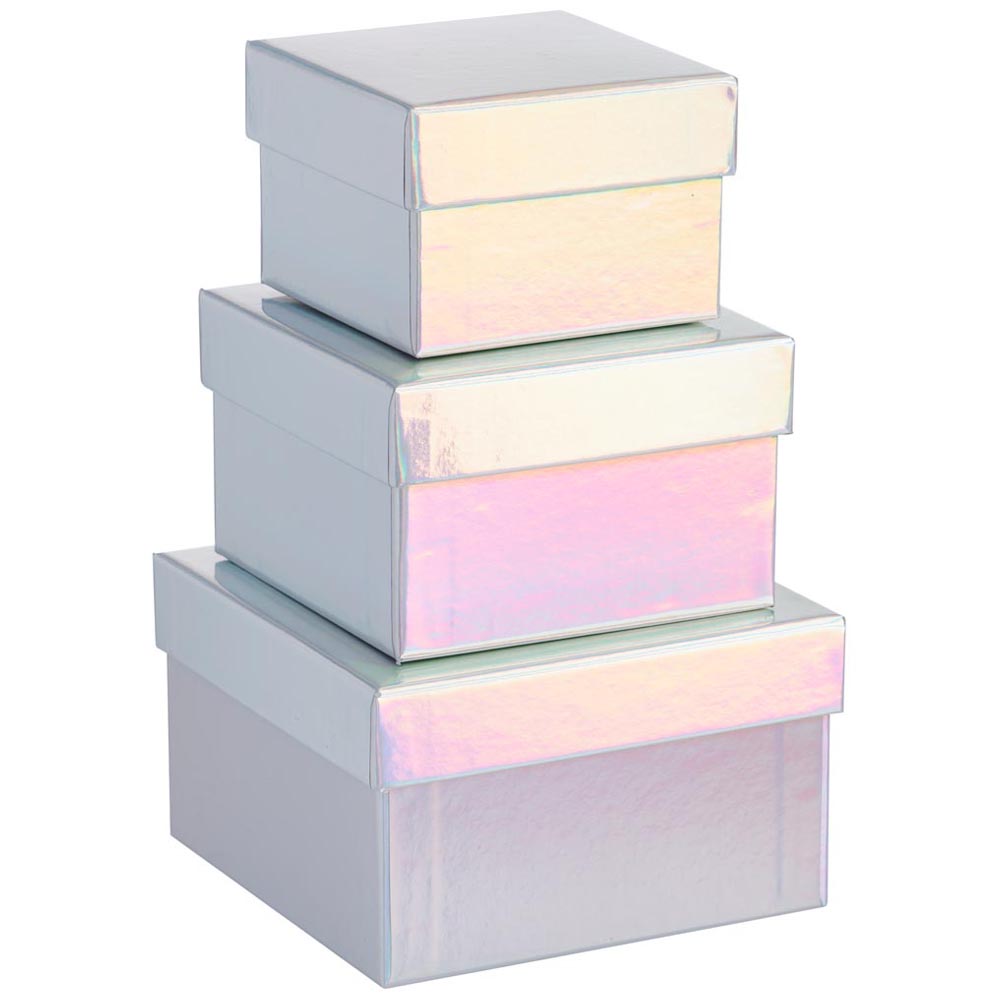 Wilko Silver Glitter Boxes 3 Pack Image 1