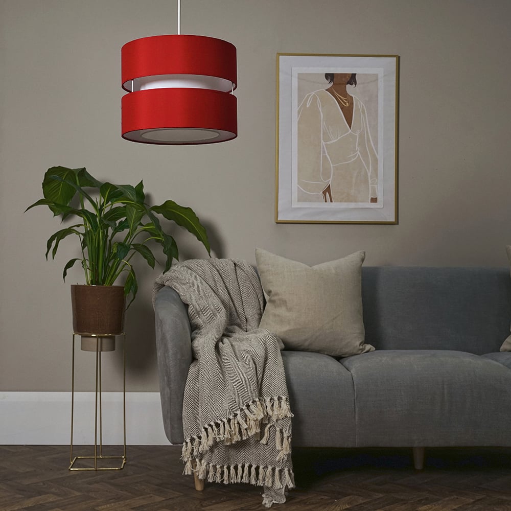 ValueLights Sophia 2 Tier Red Ceiling Light Shade Small Image 4