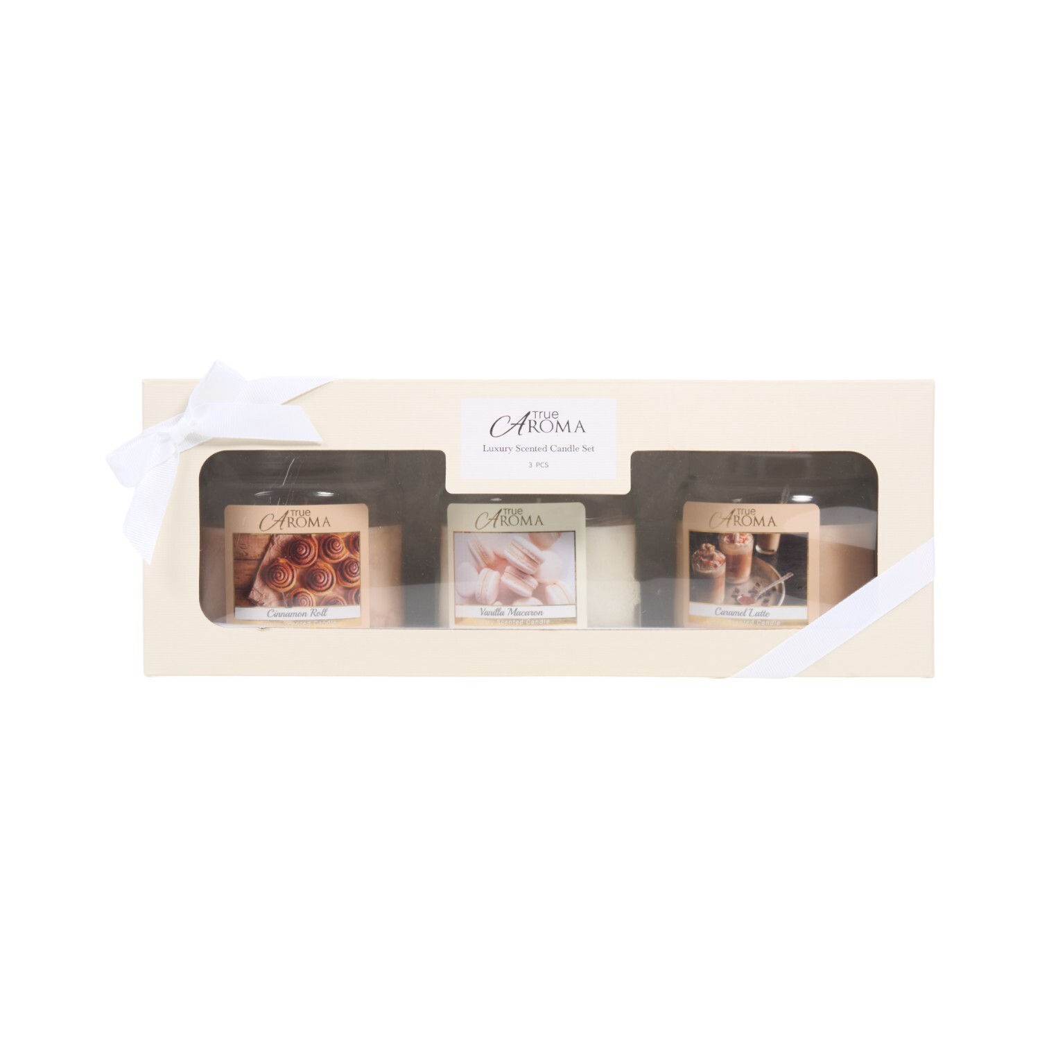 Pack of 3 Luxury Scented Mason Jar Candles Cinnamon Roll Vanilla Macaron Caramel Latte Image 2