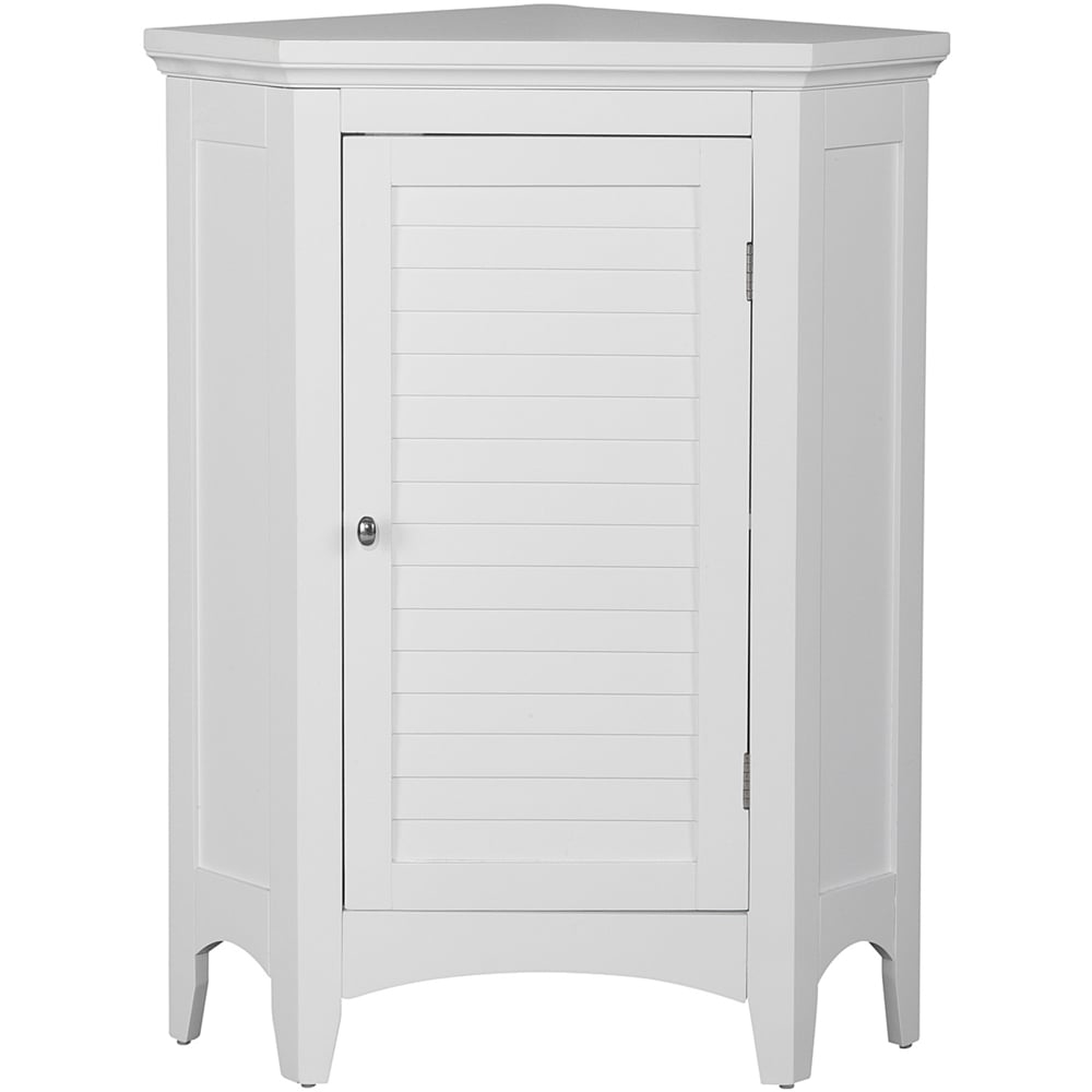 Teamson Home Glancy Single Door White Wooden Corner Stand Floor Cabinet Image 2