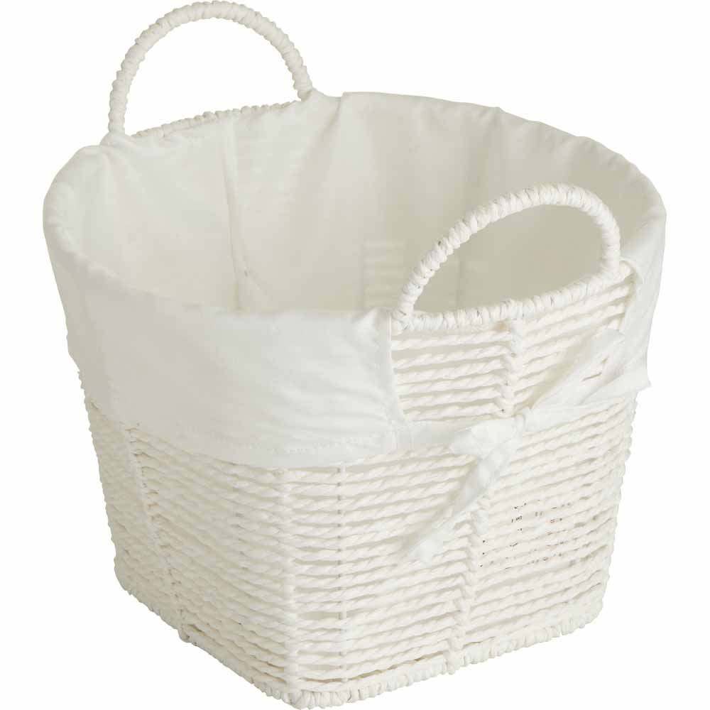 Wilko Round White Paper Rope Baskets 2 Pack Image 3