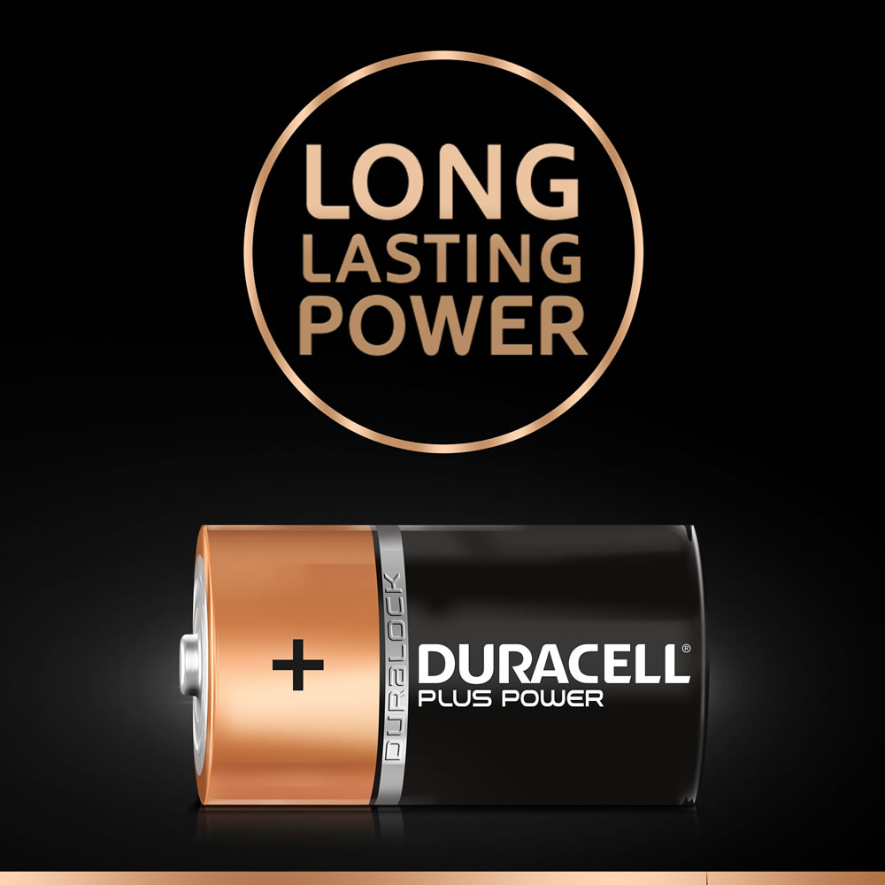 Duracell Plus Power Alkaline Batteries D LR20 1.5V 2pk Wilko