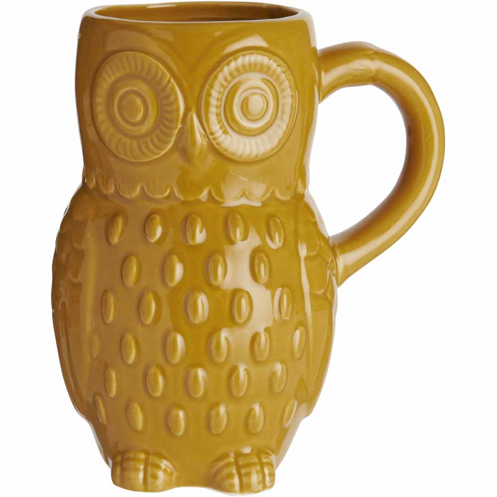 Wilko Homespun Mustard Ceramic Owl Jug Image 1