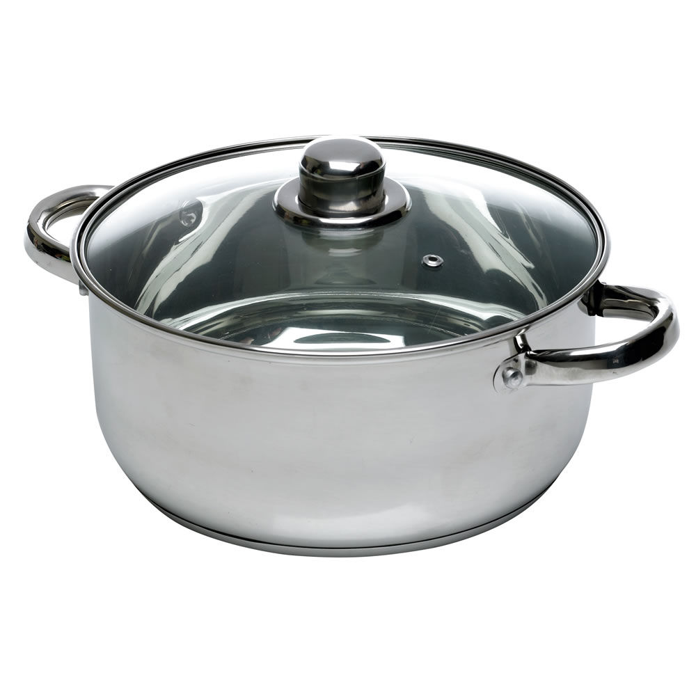 Wilko 24cm Stainless Steel Casserole Dish Image