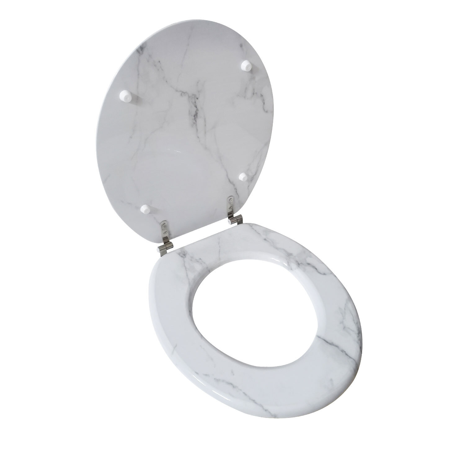 White Marble Effect Toilet Seat Image 2