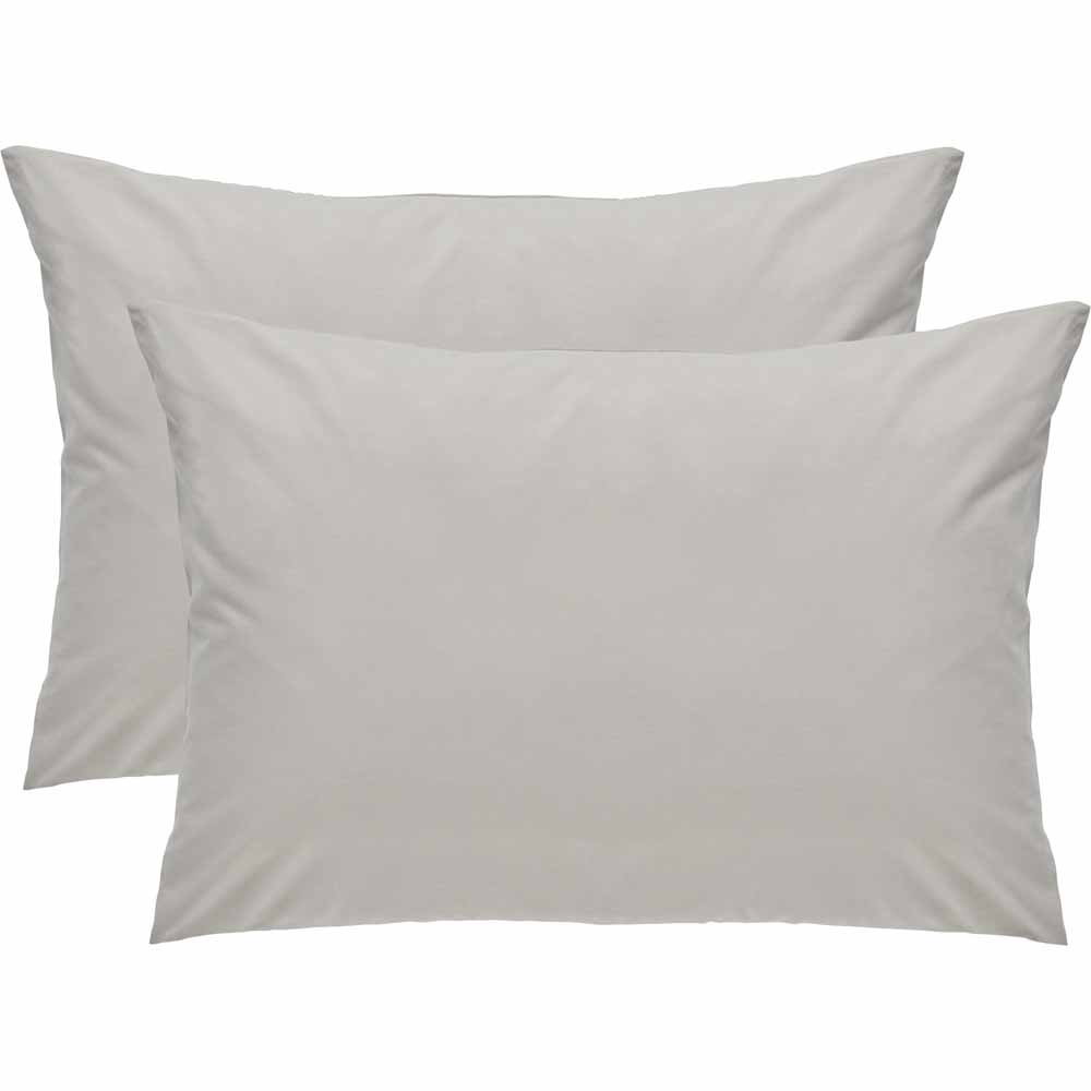 Wilko Easy Care Stone Housewife Pillowcases 2 pack Image 1