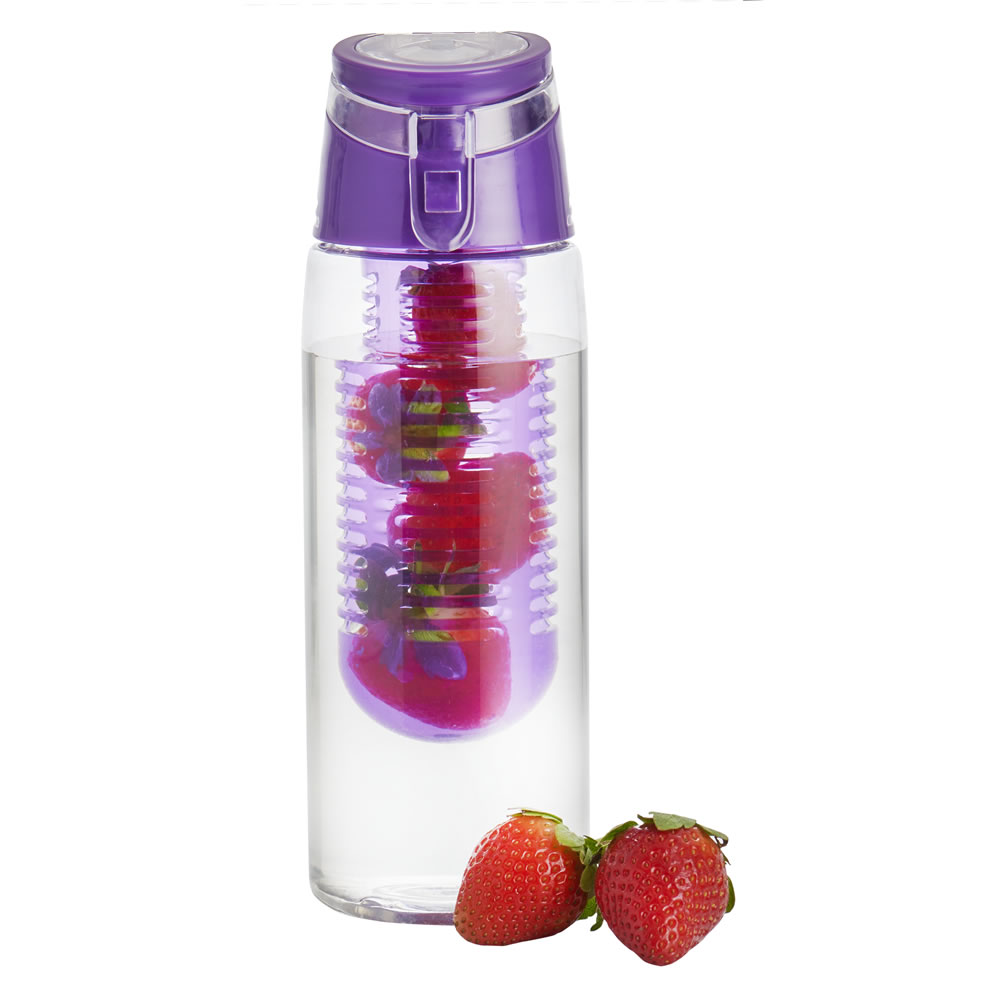 Wilko 700ml Purple Fruit Infuser Water Bottle Image 2