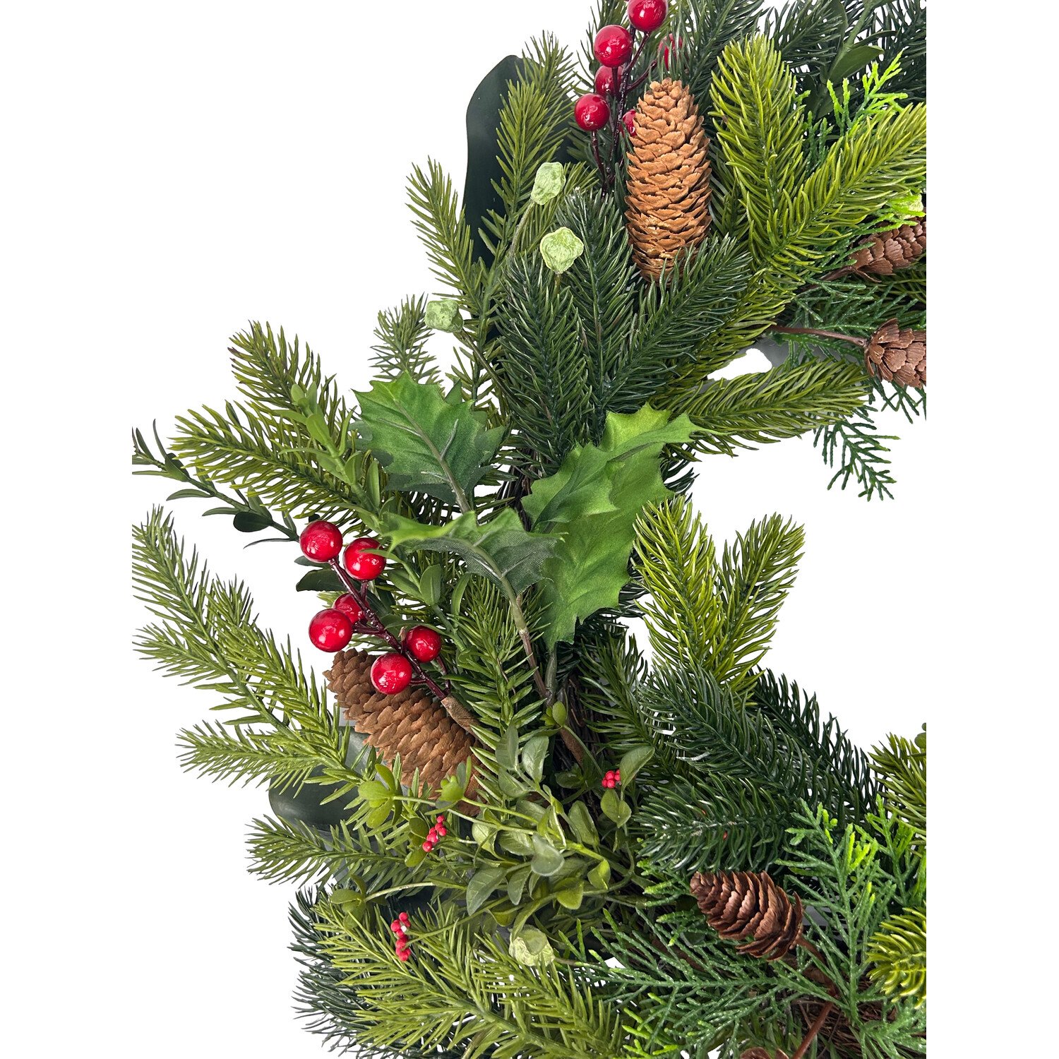 Traditional Holly and Berry WreathGreen Image 3