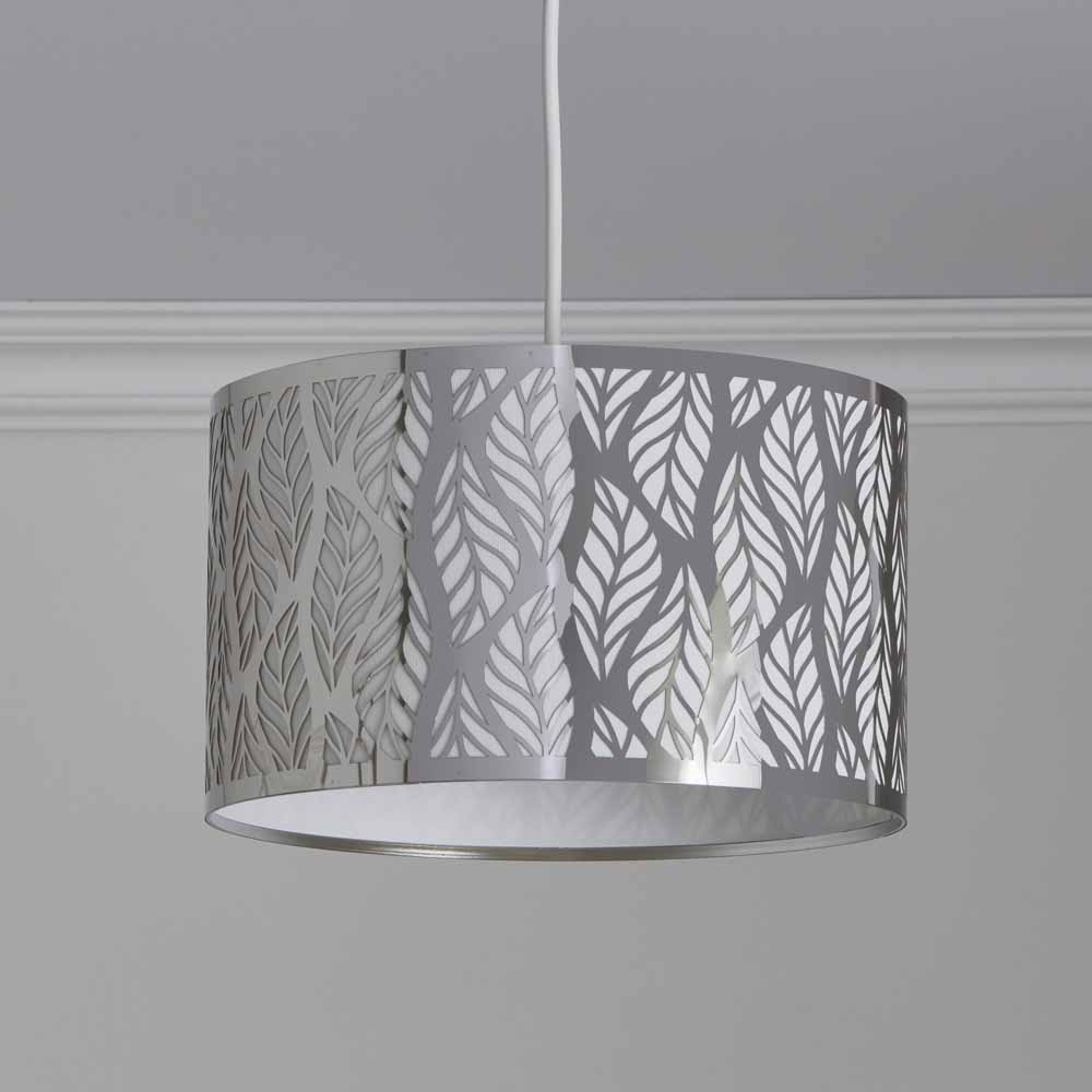 Wilko Laser Cut Metal Silver Leaf Shade Wilko