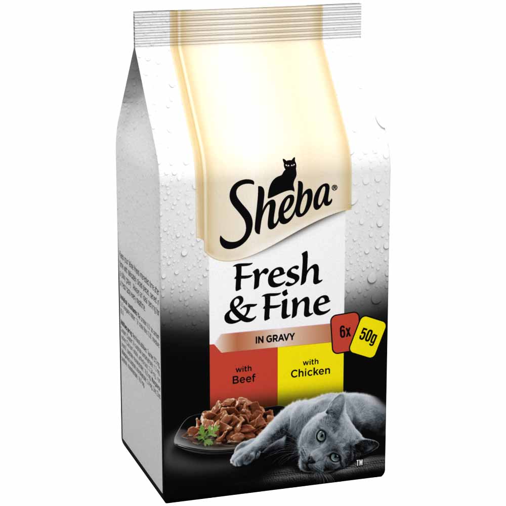 Sheba Fresh and Fine Beef and Chicken in Gravy Cat Food Pouches 6 x 50g Image 3