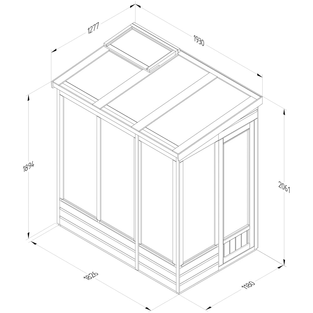 Forest Garden Solid Back Wallscape Lean-to 6 x4ft Greenhouse Image 9