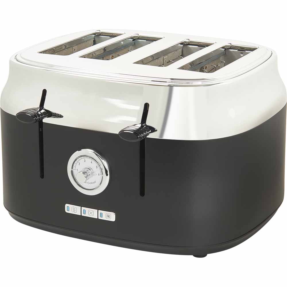 Wilko Black 4 Slices Toaster Image 1