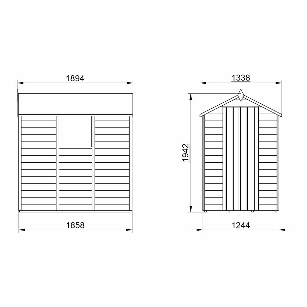 Forest Garden 6 x 4ft Overlap Pressure Treated Apex Shed with Window Image 9