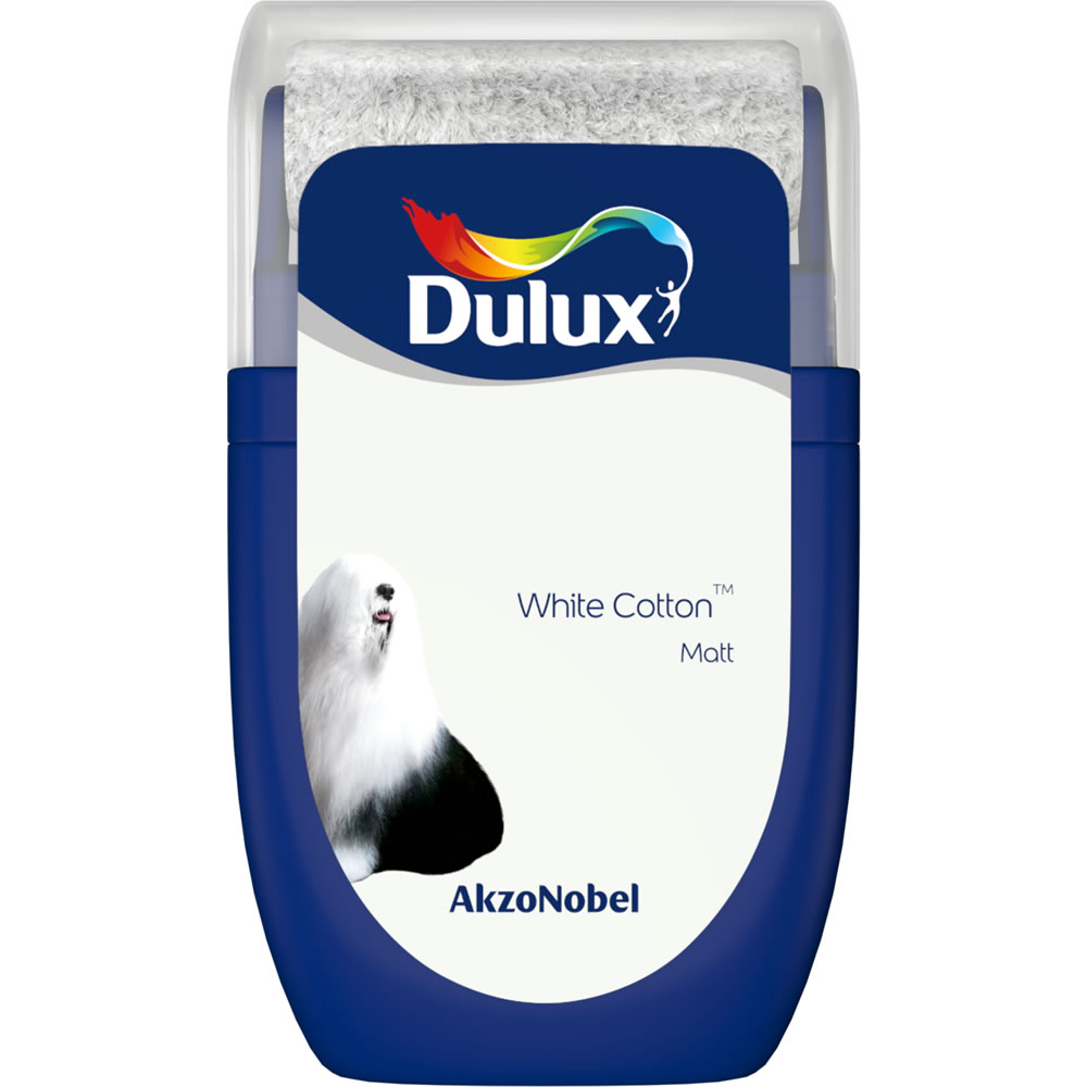 Dulux White Cotton Matt Emulsion Paint Tester Pot 30ml Image 1