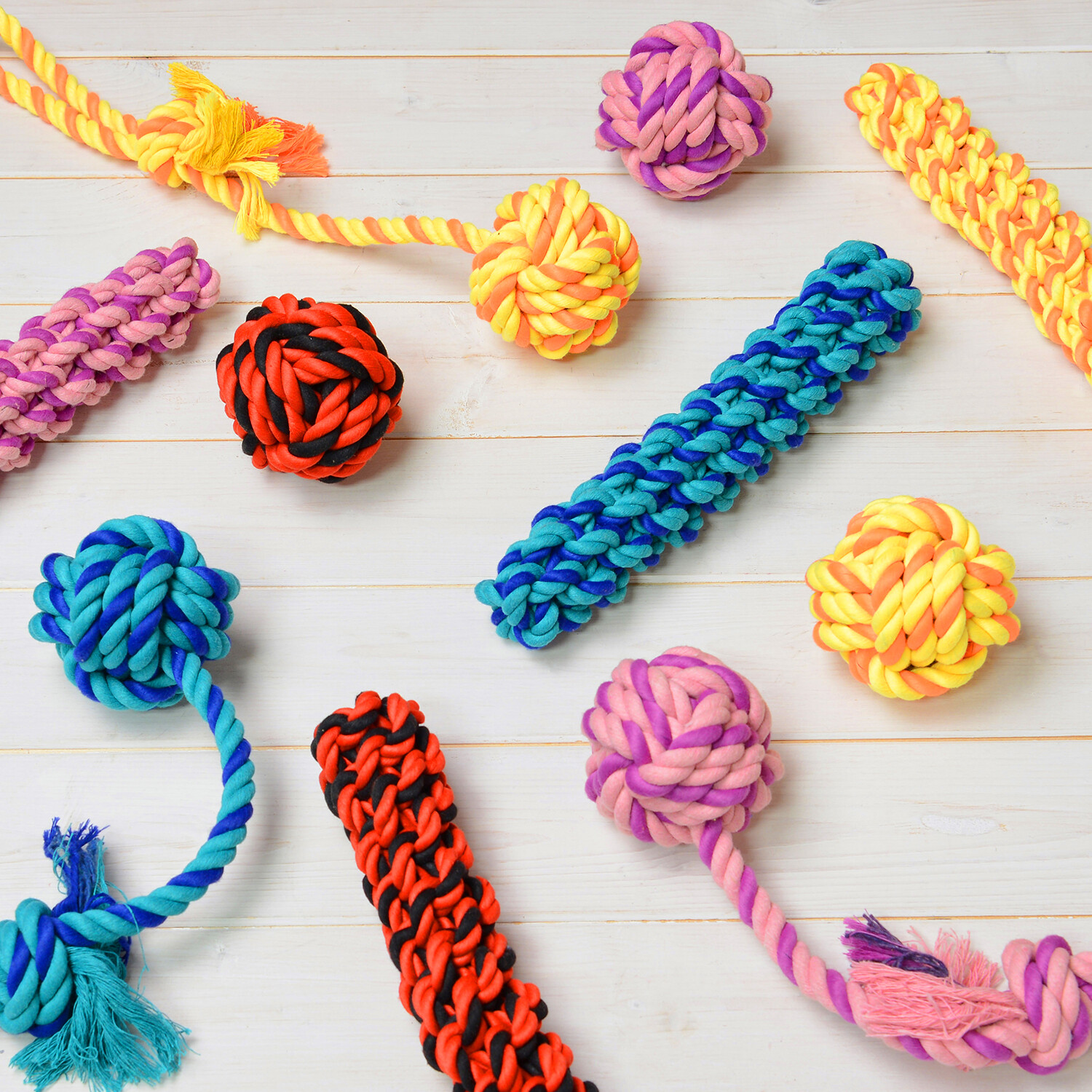 Single Clever Paws Knotted Ball on a Rope Dog Toy in Assorted styles Image 1