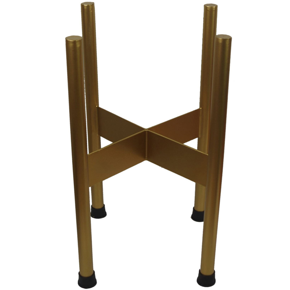 Leaf Medium Gold Metal Planter Stand and Iridescent Rainbow Planter Set 38.5 x 18cm Image 3