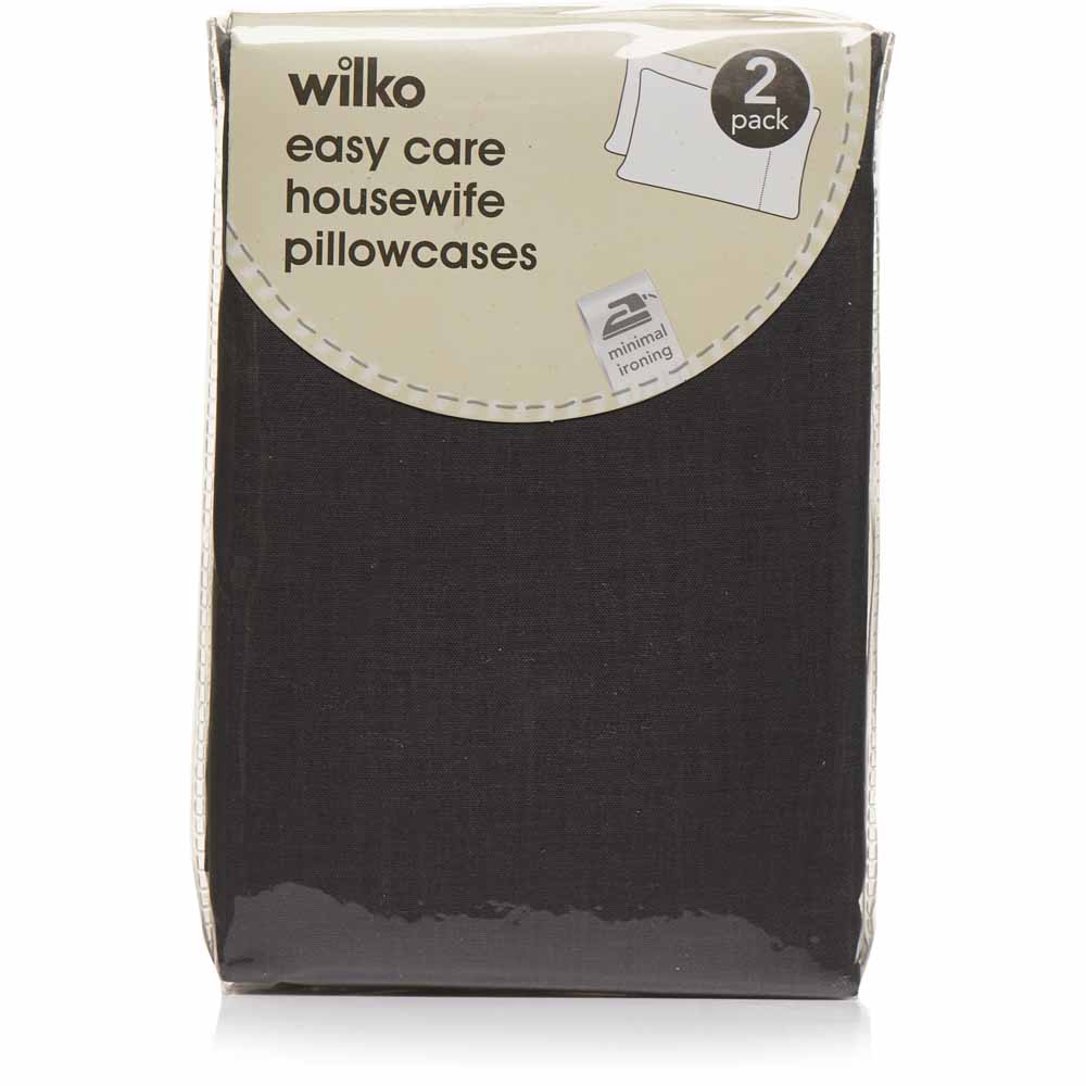 Wilko Easy Care Charcoal Housewife Pillowcases 2 Pack Image 3