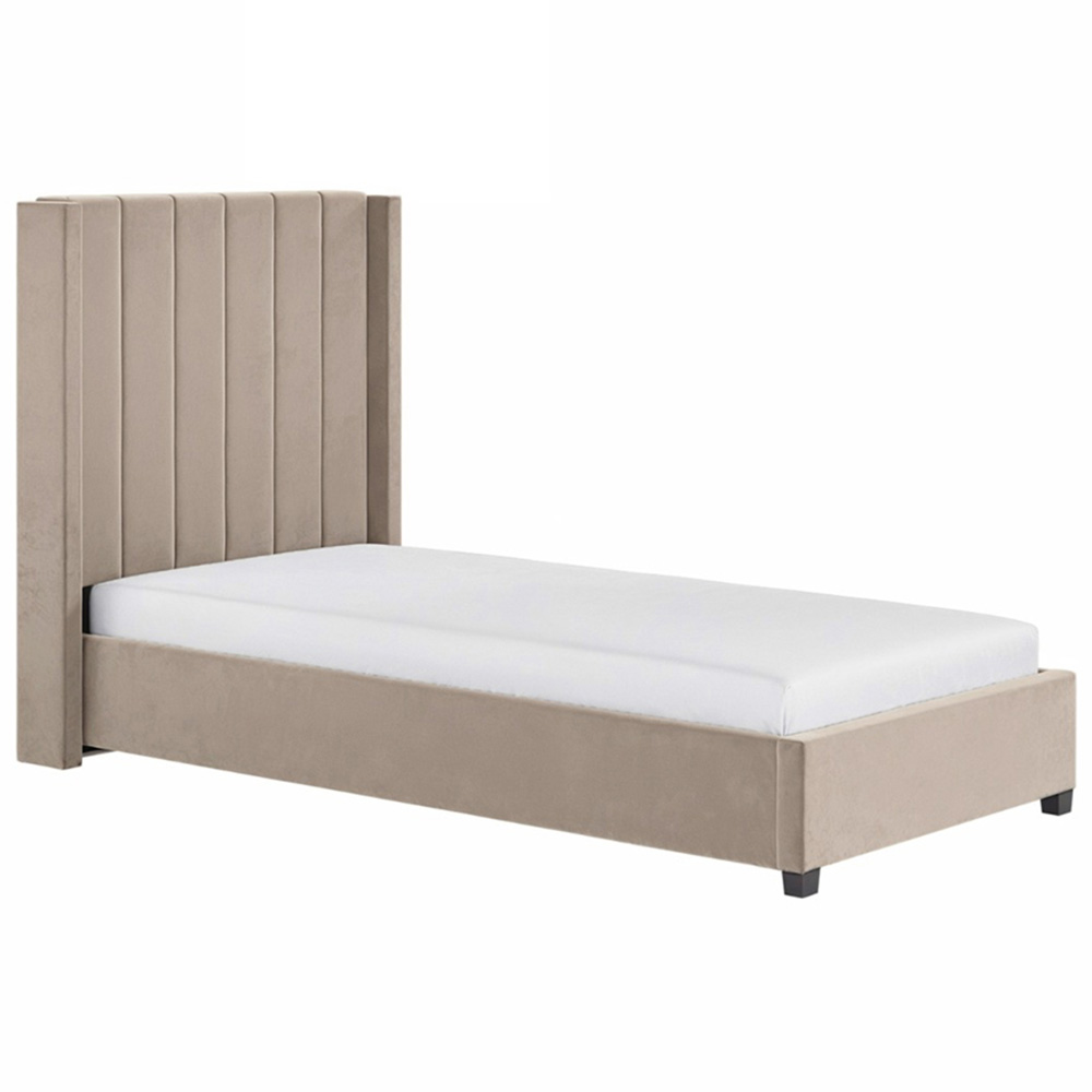 Flair Tiggy Single Beige Velvet Ottoman Bed Image 2
