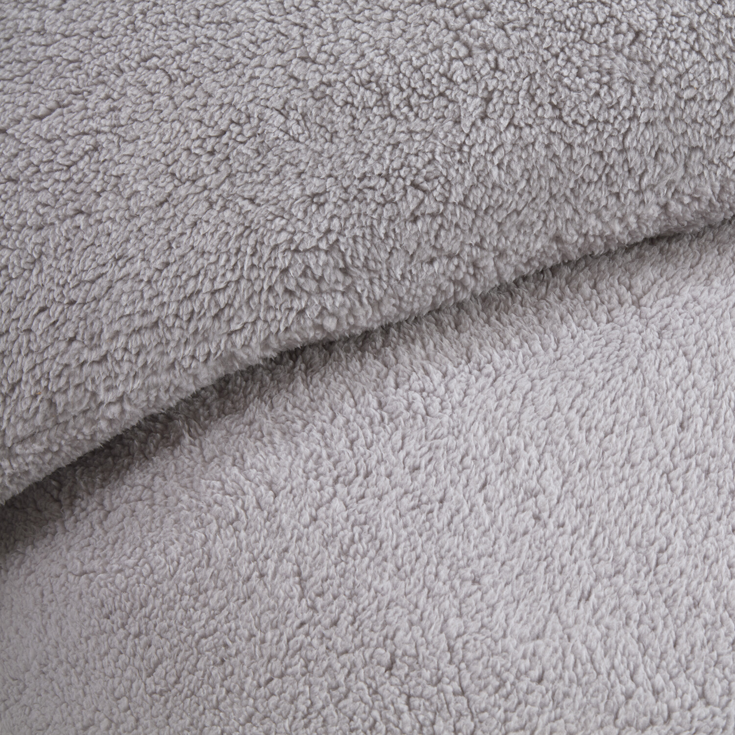 Teddy Fleece Duvet and Pillow Case Set  - Silver / Single Image 4