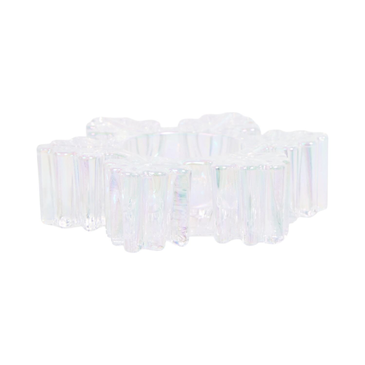 Snowflake Glass Tealight Holder Clear Image 3