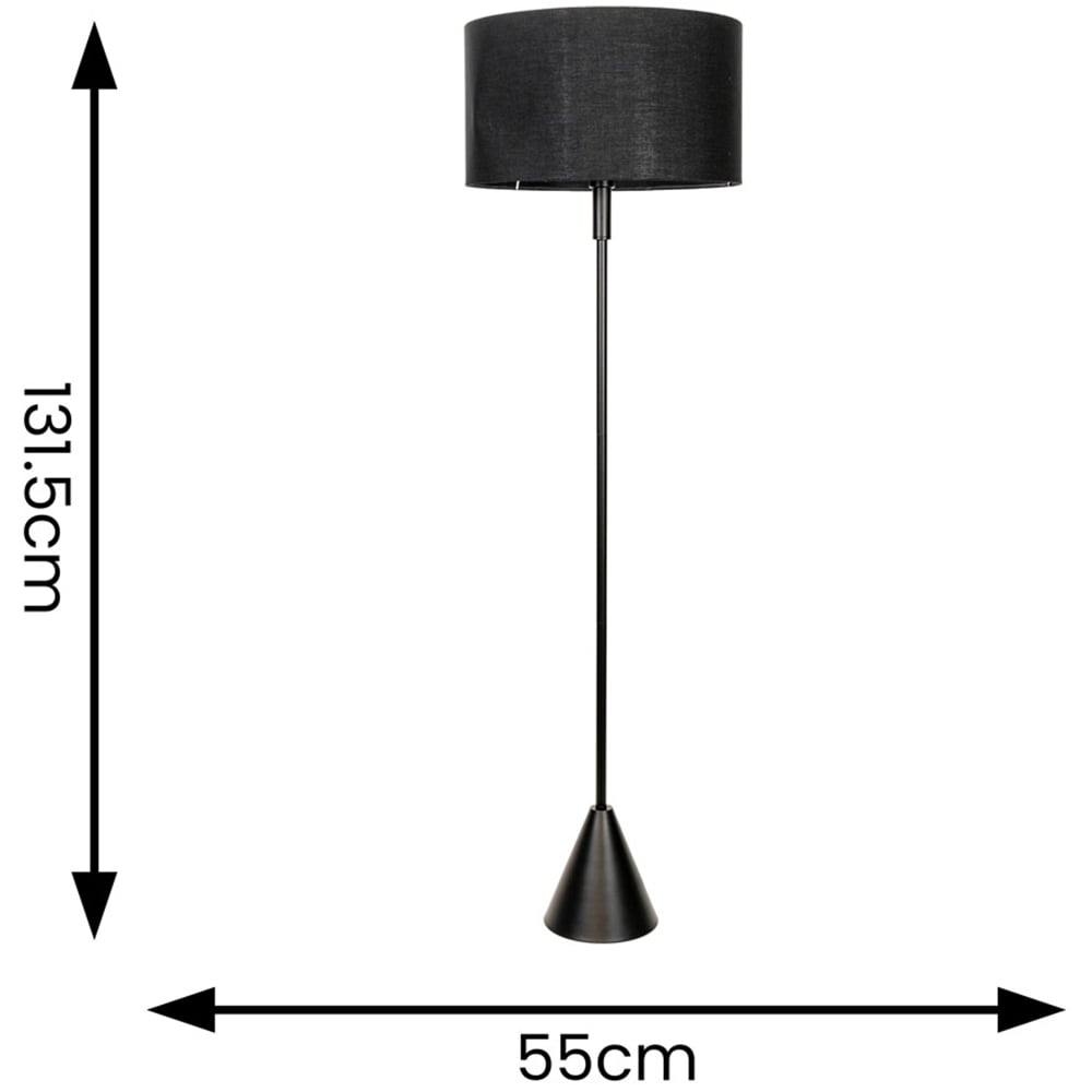 ValueLights Mitch Black Drum Lamp Shade Black Wood Stem Triangle LED Floor Lamp Image 4