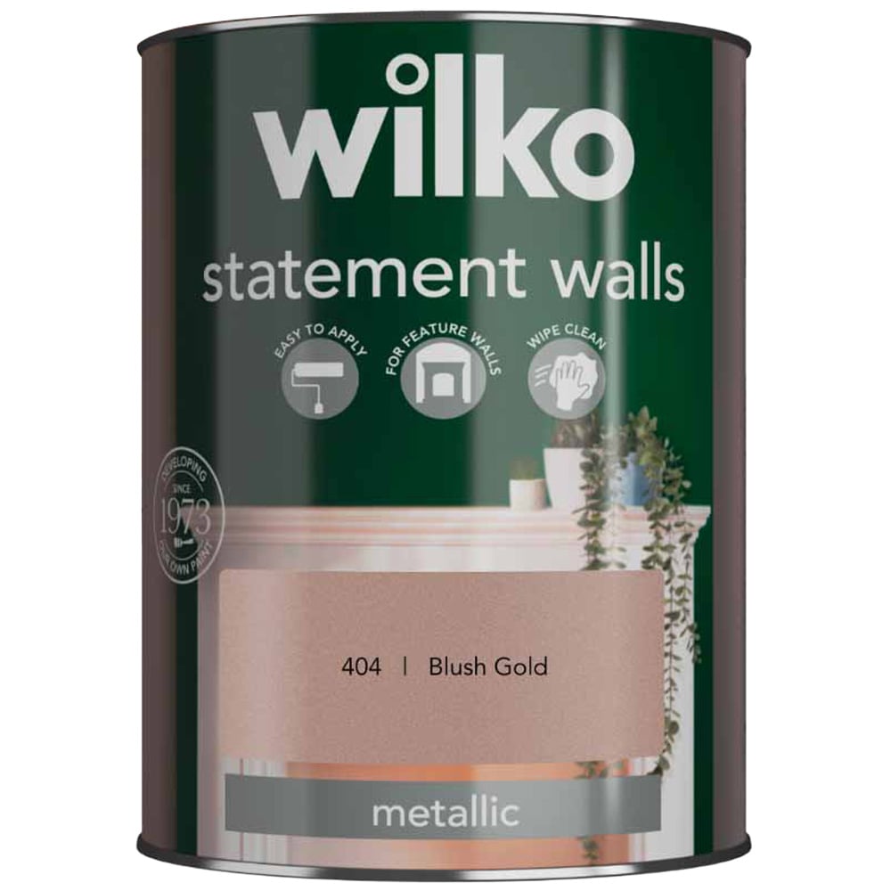 Wilko Statement Walls Blush Gold Metallic Emulsion Paint 1.25L Image 2