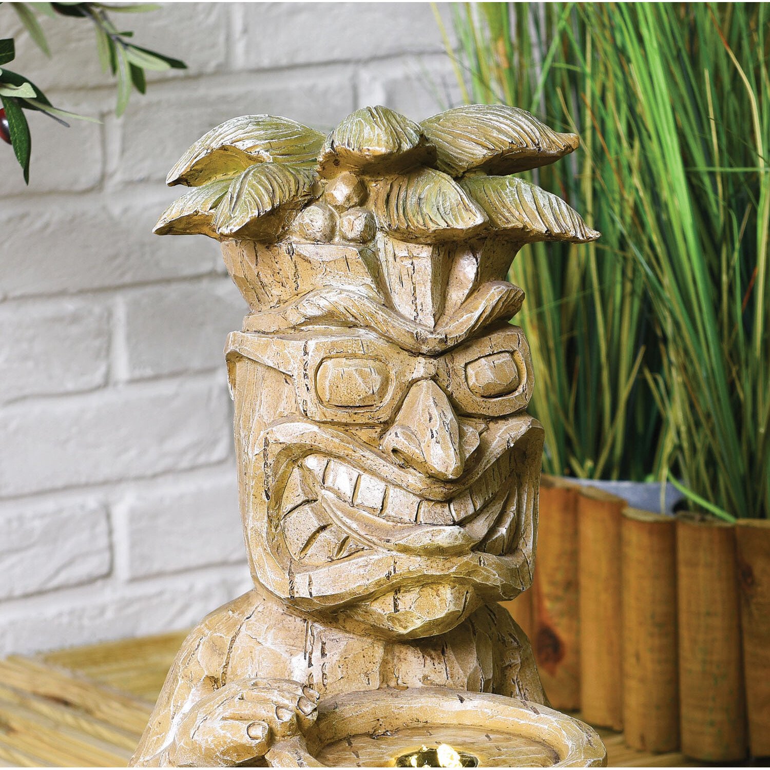 Tiki Drum Water Feature - Beige Image 2