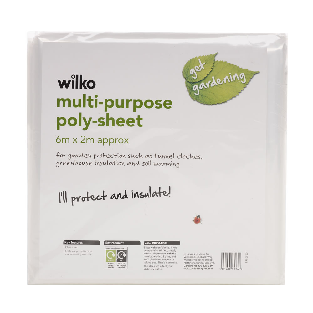 Wilko Clear Multi-Purpose Poly Sheet 6m x 2m