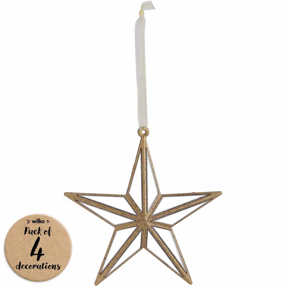 Wilko Rococo Mirror Star Christmas Baubles 4 Pack Image 1