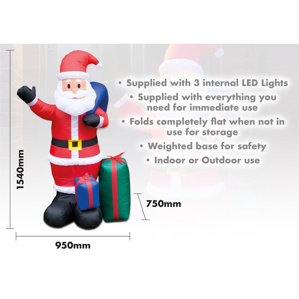 St Helens LED Multicolour Inflatable Santa Claus with Presents 5ft Image 6