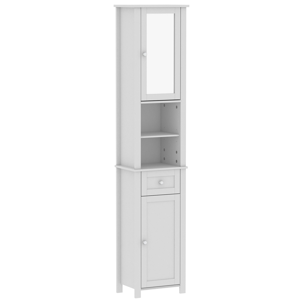 Lassic Bath Vida Priano White Single Drawer 2 Door Tall Mirror Floor Cabinet Image 2