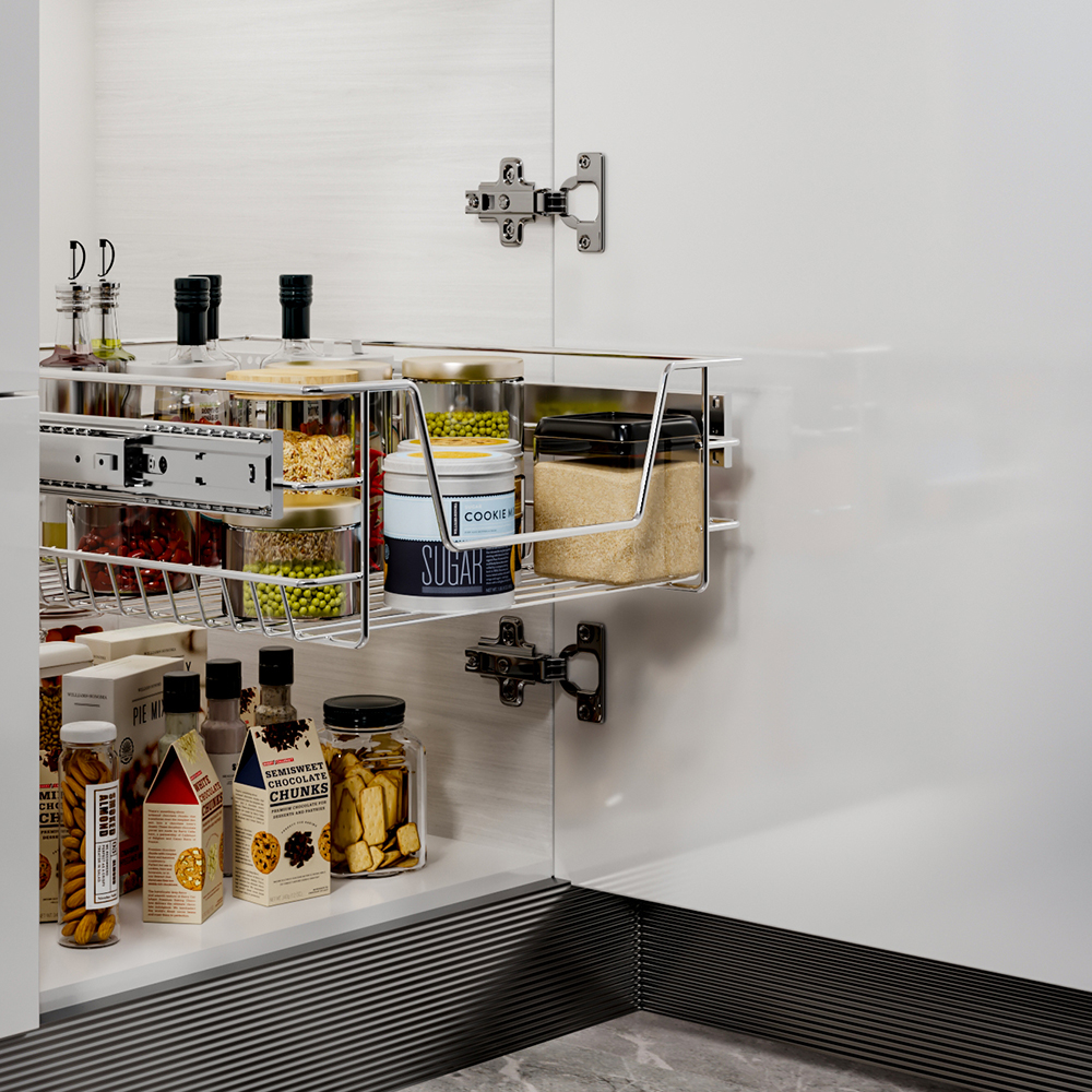 Living and Home Metal Sliding Kitchen Basket Cabinet Image 6