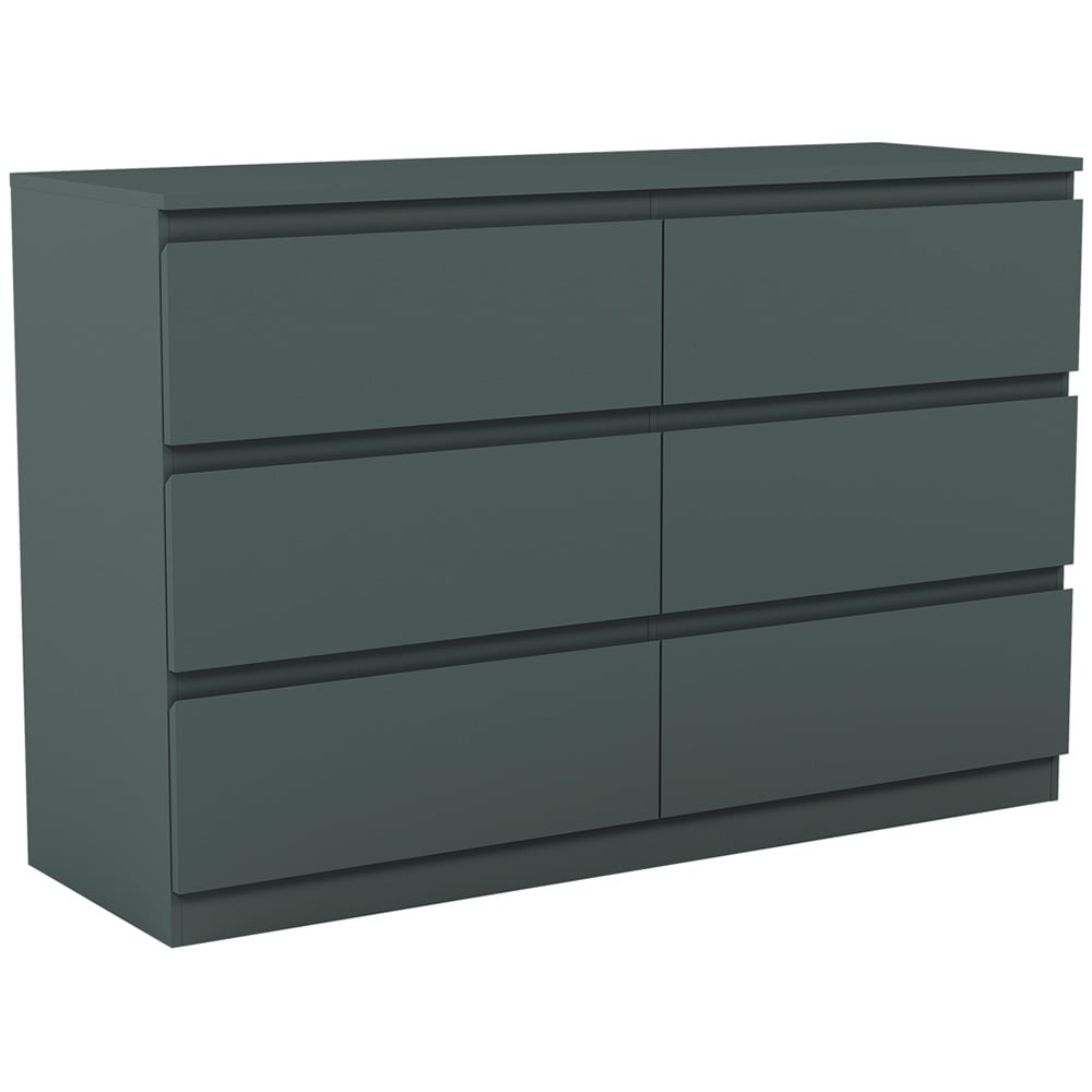 Vida Designs Denver Jasper Green 6 Drawer Bedside Table Image 2