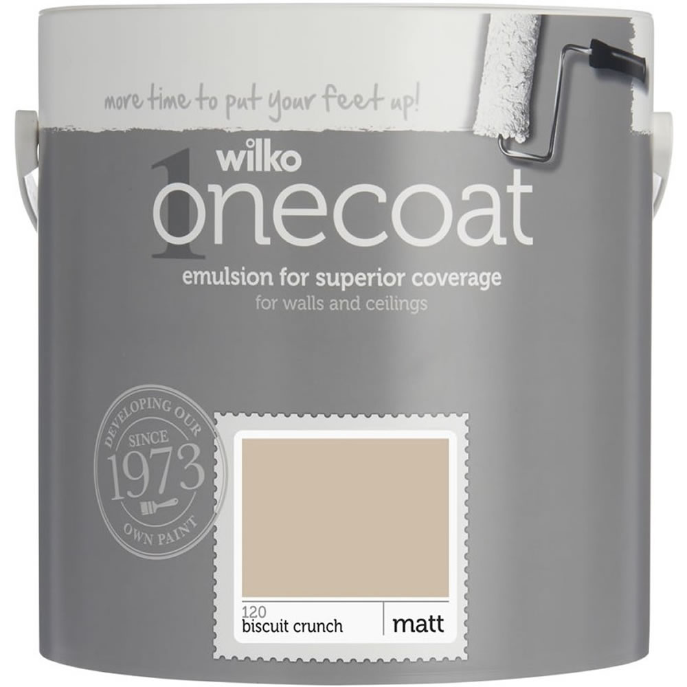 Wilko One Coat Biscuit Crunch Matt Emulsion Paint 2.5L Image 1