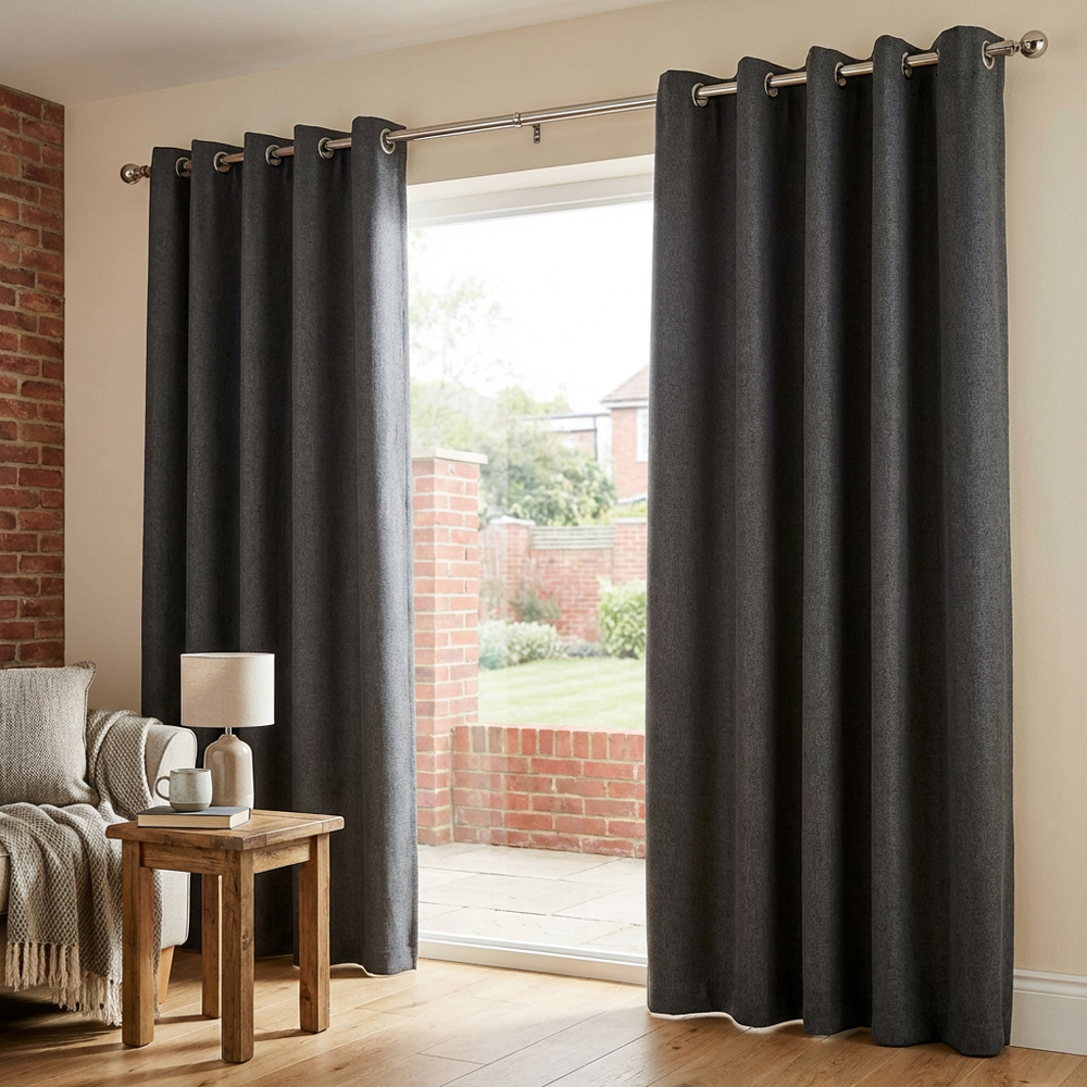 My Home Taylor Charcoal Blackout Eyelet Curtains 229cm Image 7