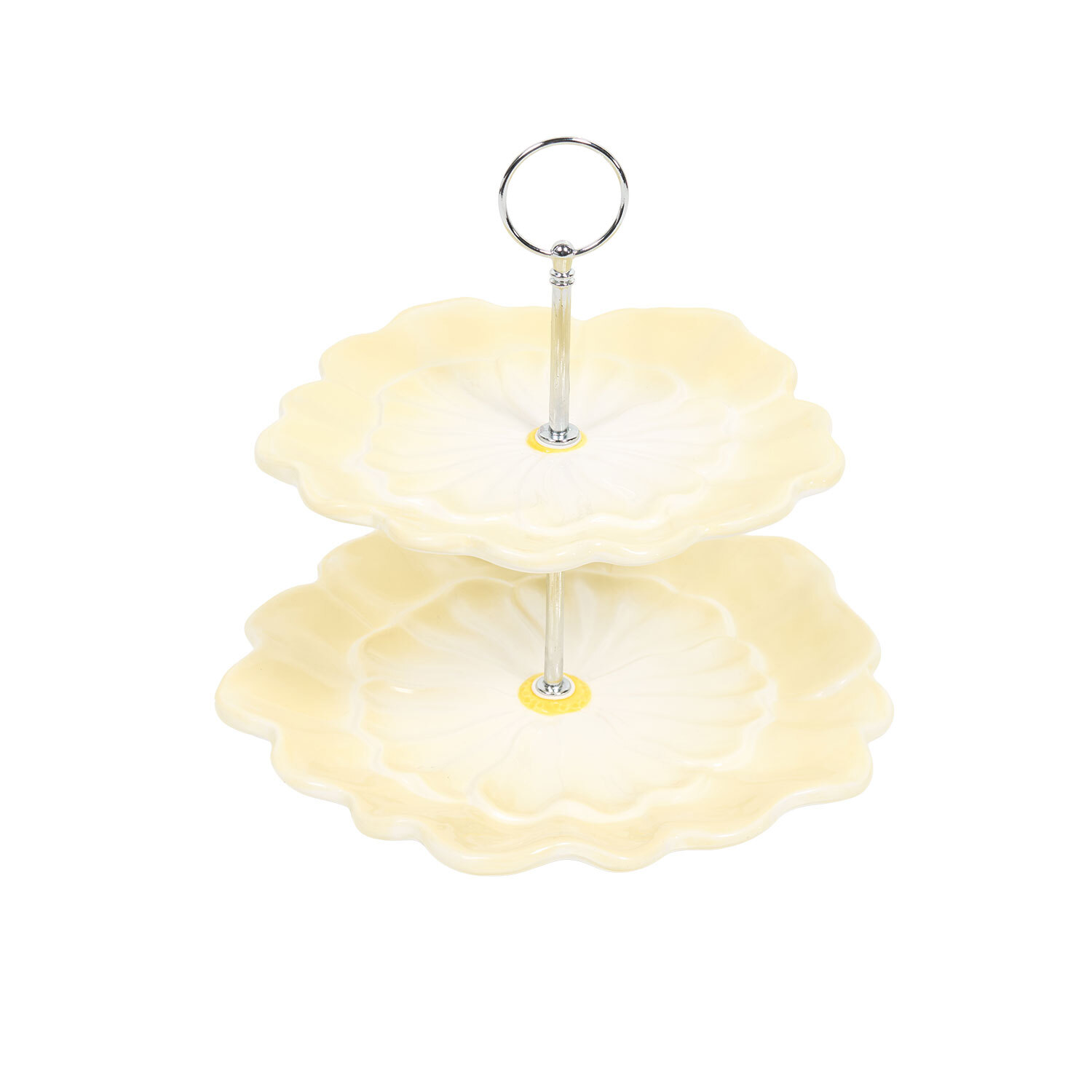 2 Tier Flower Cake Stand Yellow Image 4