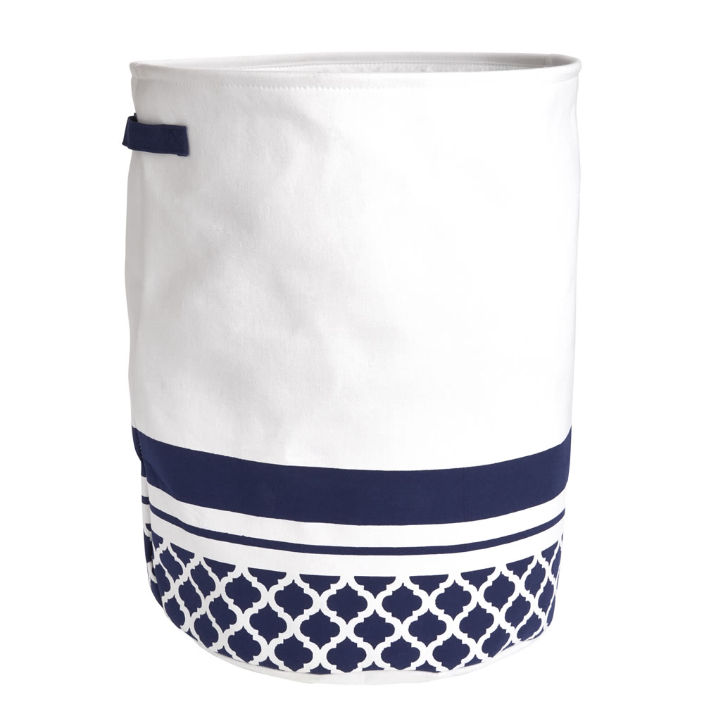 Wilko Fusion Blue and White Laundry Bag Image 1
