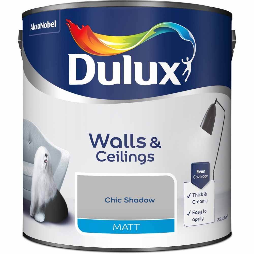 Dulux Walls & Ceilings Chic Shadow Matt Emulsion Paint 2.5L Image 2