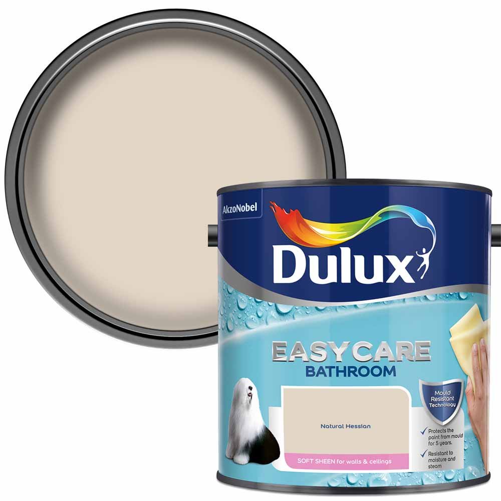 Dulux Easycare Bathroom Walls & Ceilings Natural Hessian Soft Sheen Emulsion Paint 2.5L Image 1