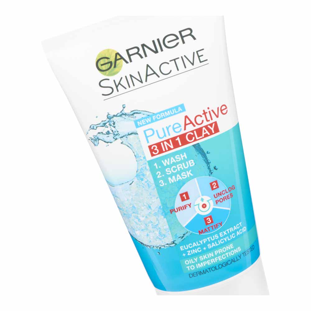 Garnier Pure Active 3in1 Clay Wash, Scrub and Mask 150ml Image 2
