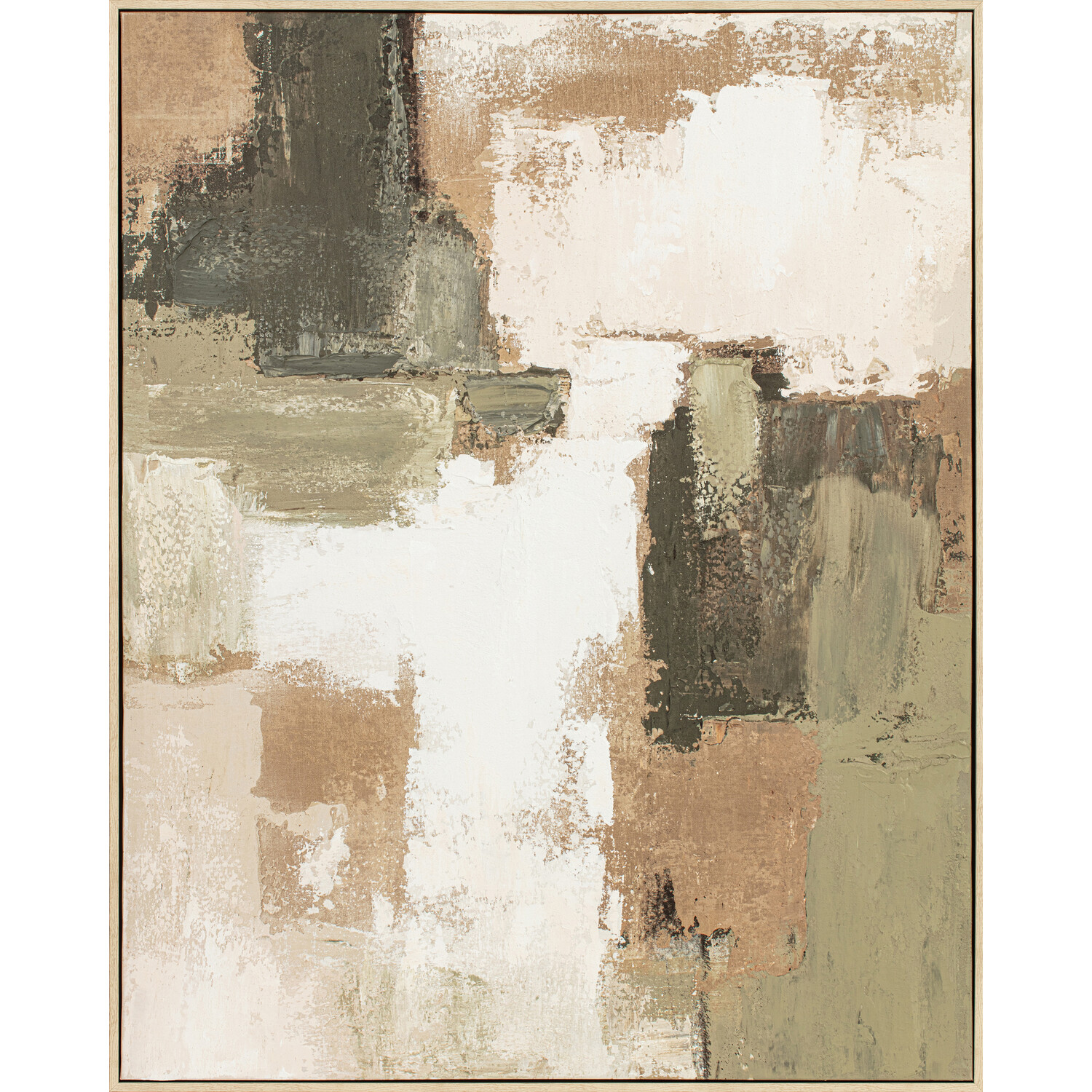 Abstract Hand Painted Linen Canvas Green Image 1
