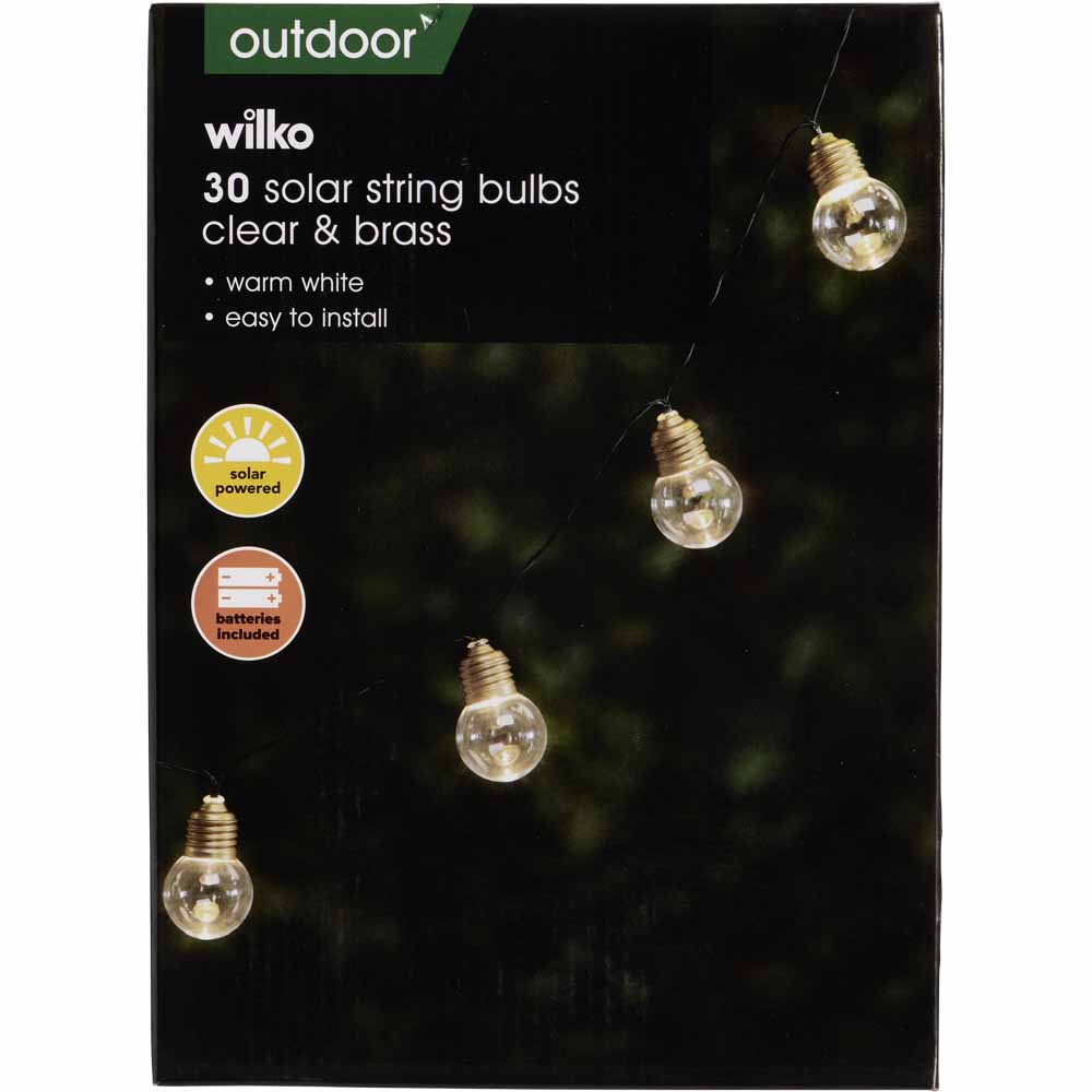 Wilko 30 Pack Clear and Brass Garden Solar String Lights Image 4